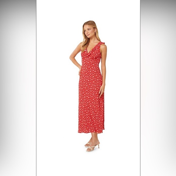 Evernew red floral slip dress NWT - Picture 1 of 6